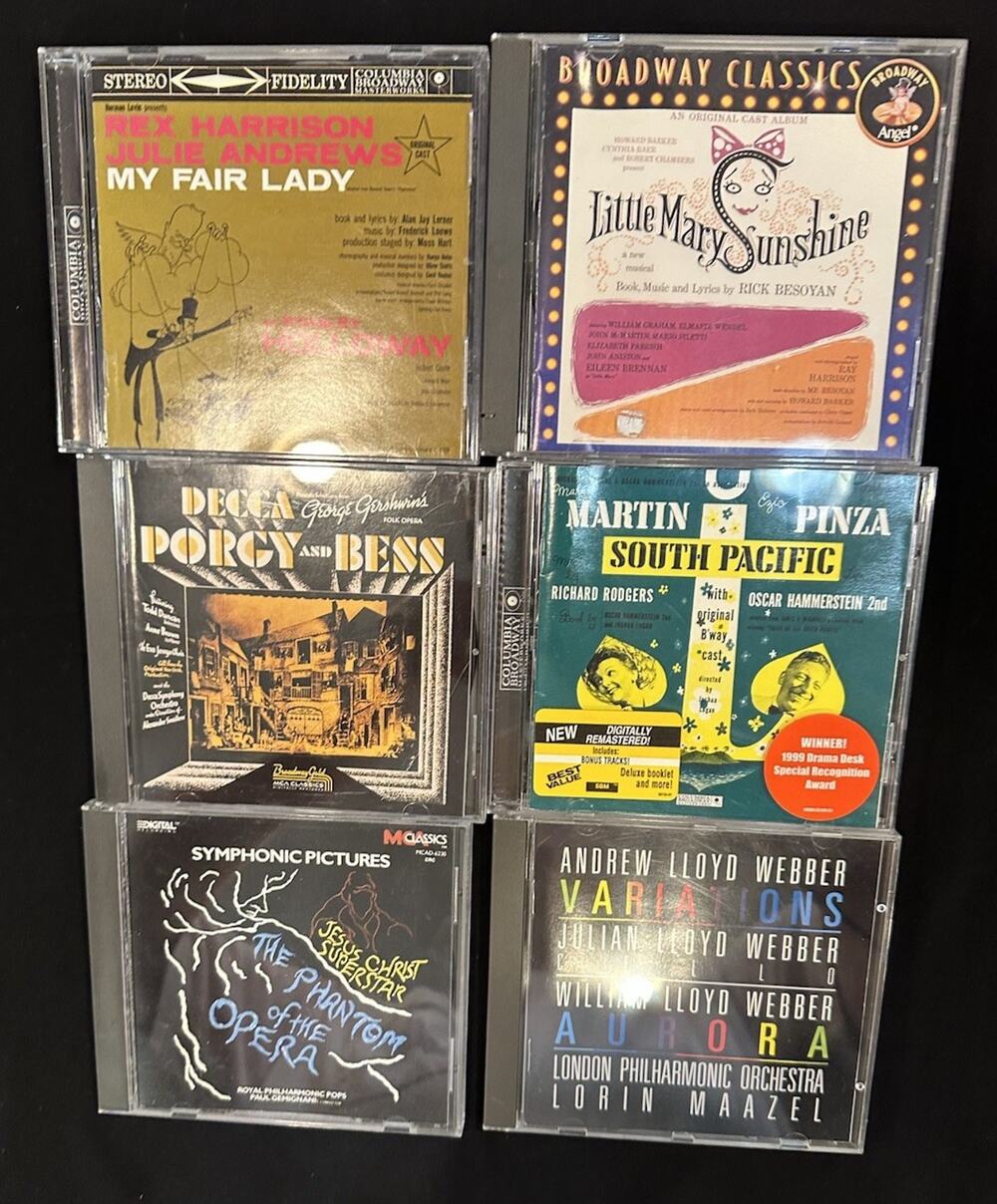 6 Music CDs Broadway Musical Music Set South Pacific Phantom & More EUC